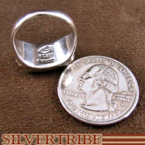 Genuine Sterling Silver And Multicolor Inlay Ring Size 6-3/4 HS47188